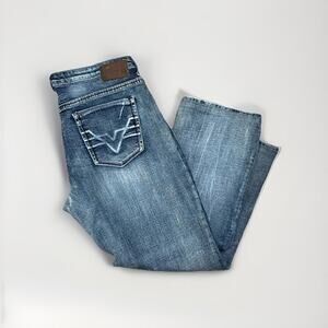 BKE Derek Mens Buckle Jeans Size 36x26 Bootleg Casual Short Inseam